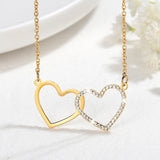 Crystal Double-heart Necklace - Stainless Steel Pendant Jewelry