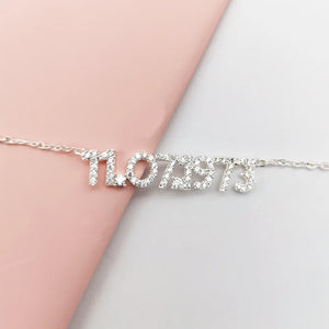 Crystal Birth Year Numeral Necklace with Birthday Stone Pendant