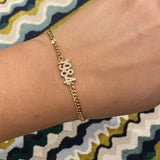 Crystal Name Bracelet With Cuban Chain Personalized Name Bracelet