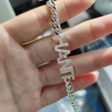 Crystal Name Bracelet With Cuban Chain Personalized Name Bracelet