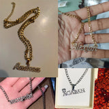 Crystal Name Crown Necklace Personalized Cuban Chain Zircon Pendant