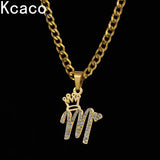 Crystal Name Crown Necklace Personalized Cuban Chain Zircon Pendant