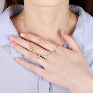 Crystal Name Necklaces for Women Personalized 9mm Letters Necklace