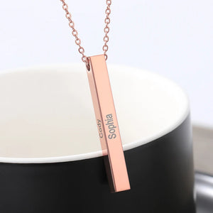 Cuboid Name Necklace Stainless Steel Long Bar