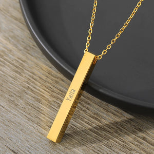 Cuboid Name Necklace Stainless Steel Long Bar