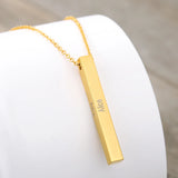 Cuboid Name Necklace Stainless Steel Long Bar
