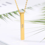 Cuboid Name Necklace Stainless Steel Long Bar