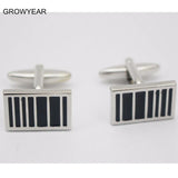 Silver Rectangle Enamel Cufflinks for Men