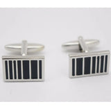 Silver Rectangle Enamel Cufflinks for Men