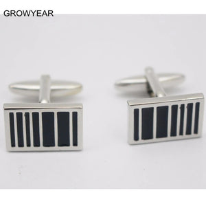 Silver Rectangle Enamel Cufflinks for Men