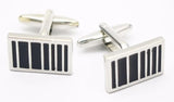 Silver Rectangle Enamel Cufflinks for Men