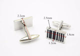 Silver Rectangle Enamel Cufflinks for Men