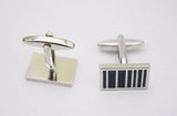 Silver Rectangle Enamel Cufflinks for Men