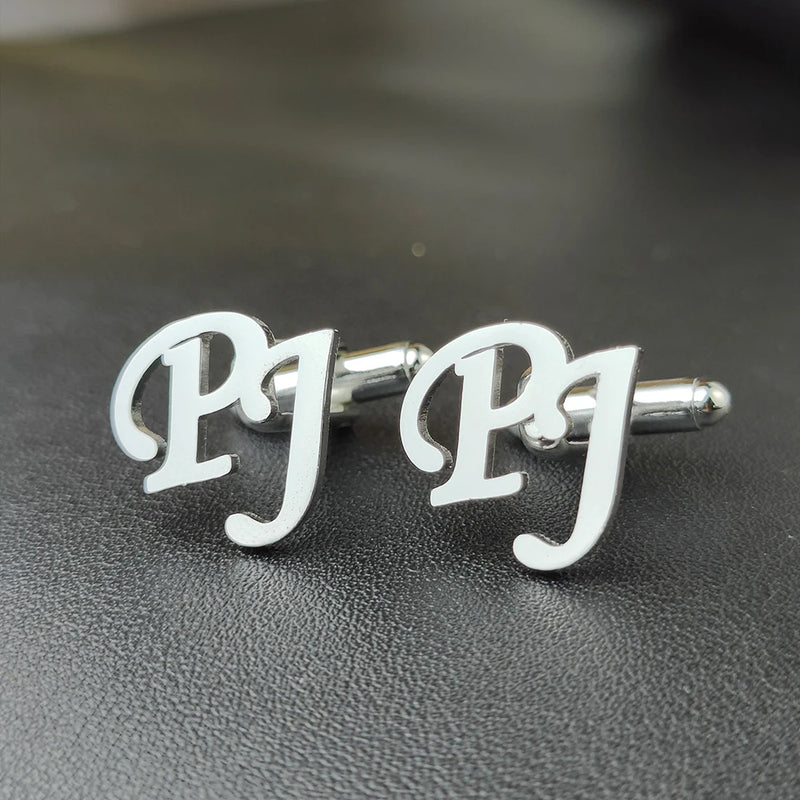 Personalized Initials Cufflinks for Men Groom Stainless Steel