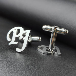 Personalized Initials Cufflinks for Men Groom Stainless Steel