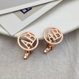 Personalized Stainless Steel Men's Cufflinks Round Initial Letter Shirt Buttons
