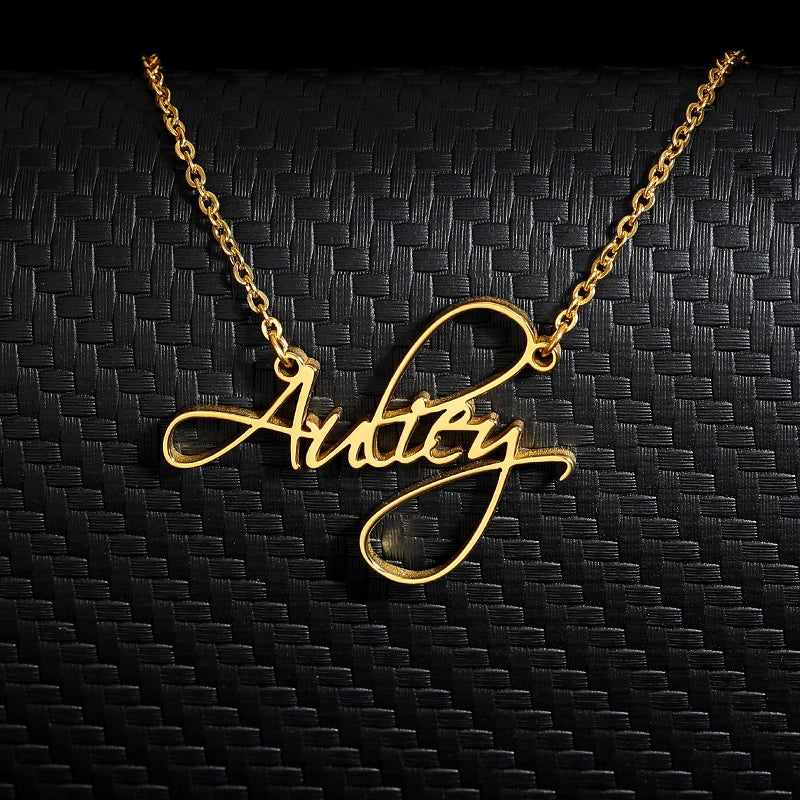 Personalized Cursive Name Necklace for Women Stainless Steel Choker Pendant