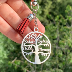 Tree Life Key Chain Name Gift Personalized Key Ring Memorial