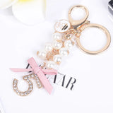 Bowknot Bag Pendant Key Chain Holder with Crytals Strass Women Bag Charm