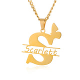 Butterfly Name Necklace Stainless Steel Choker Women