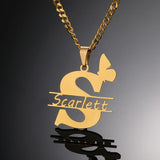 Butterfly Name Necklace Stainless Steel Choker Women
