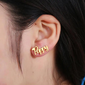 Personalized Rose Letter Earrings Stainless Steel
