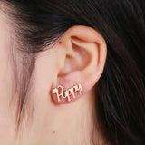 Personalized Rose Letter Earrings Stainless Steel