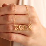 Hollow Style Name Necklace Choker Stainless Steel