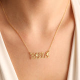 Hollow Style Name Necklace Choker Stainless Steel