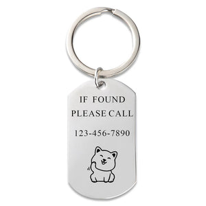 Stainless Steel Pet Keychain - Personalized Engrave Metal Keyring