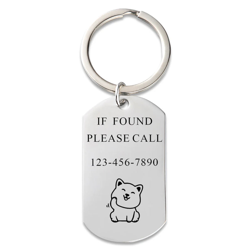 Stainless Steel Pet Keychain - Personalized Engrave Metal Keyring