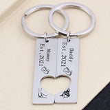 Personalized Dad Mom Keychains, Couple Gift for Parents