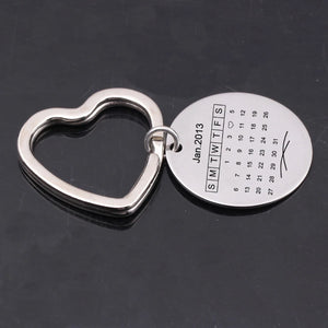 Data Calendar Keychain Heart Keyring Couples Anniversary Family Birthday