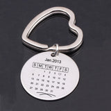 Data Calendar Keychain Heart Keyring Couples Anniversary Family Birthday