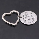 Data Calendar Keychain Heart Keyring Couples Anniversary Family Birthday