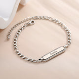 Personalized Engraved Name Bracelet with Crystal Pendant