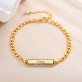 Personalized Engraved Name Bracelet with Crystal Pendant