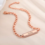Personalized Engraved Name Bracelet with Crystal Pendant
