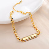 Personalized Engraved Name Bracelet with Crystal Pendant
