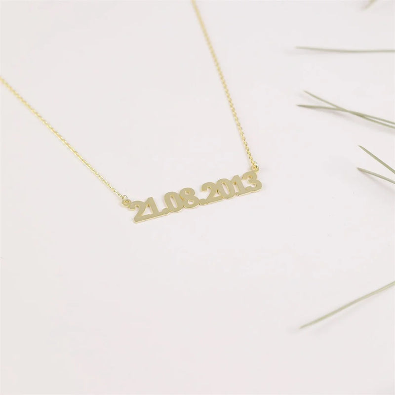 Custom Date Stainless Steel Necklace for Women Men