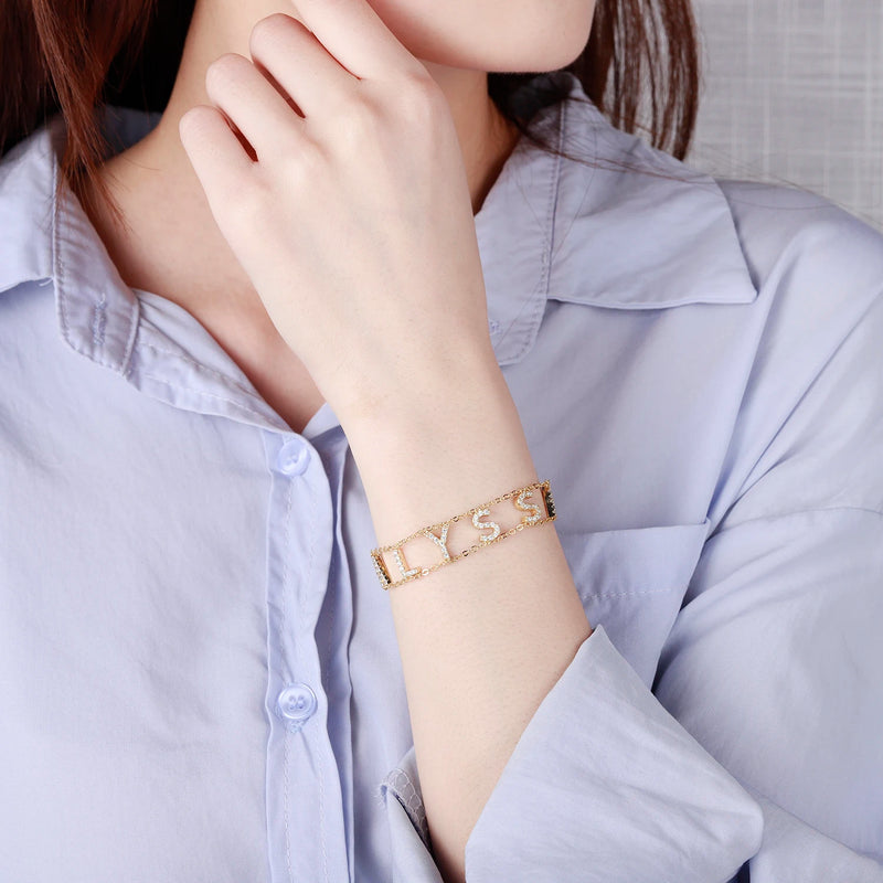 Diamond Initial Bracelet for BFF - Personalized Name Bracelet