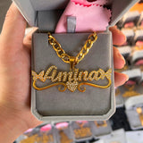 Personalized Diamond Name Necklace Heart Butterfly Pendant