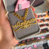 Personalized Diamond Name Necklace Heart Butterfly Pendant