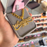 Personalized Diamond Name Necklace Heart Butterfly Pendant