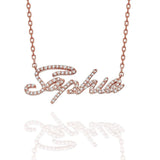 Diamond Name Necklace Personalized Nameplate Pendant Stainless Steel Necklace
