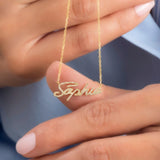 Diamond Name Necklace Personalized Nameplate Pendant Stainless Steel Necklace