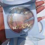 Personalized Butterfly Name Necklace Stainless Steel