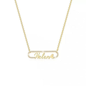 Zircon Diamond Necklace with Pave Crystal Pendant