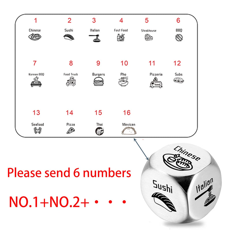 Food Dice Decision Maker for Couples - Fun Date Night Gift