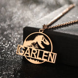 Dinosaur Name Necklace for Men Boys Steel Personalized Letter Necklace